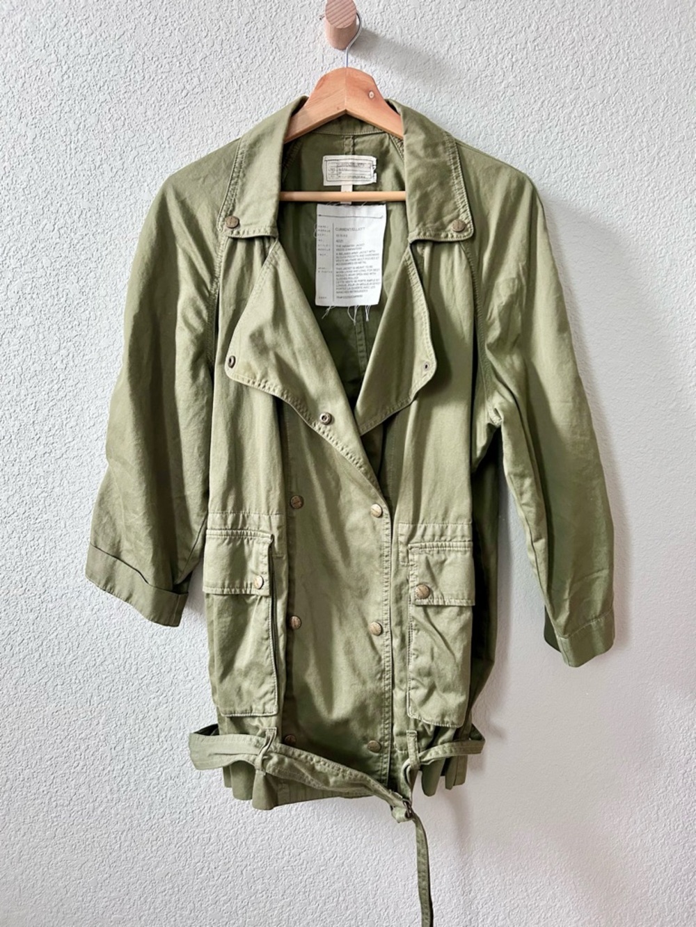 Current/Elliott The Infantry Jacket Size 2 US 6 Medium Green 100% Cotton
